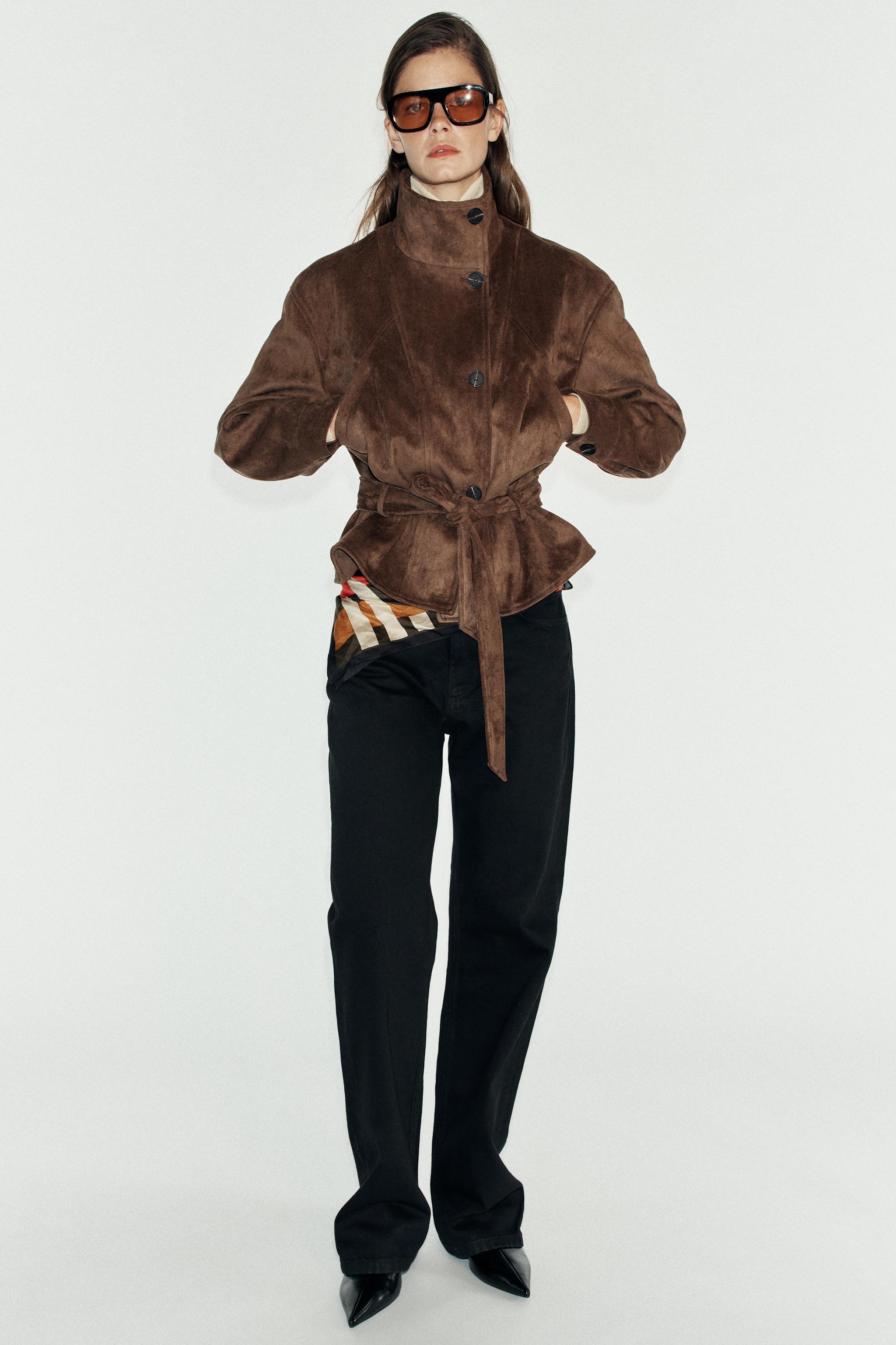 BLOUSON CEINTURÉ EFFET DAIM